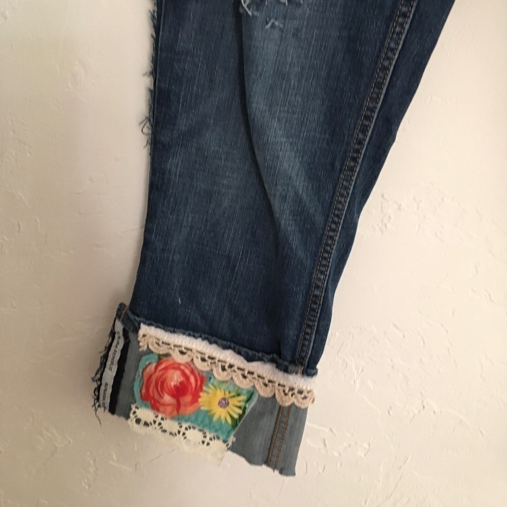 Upcycled Denim Capri Cuffed Pants Size 10 - Picture 6 of 16